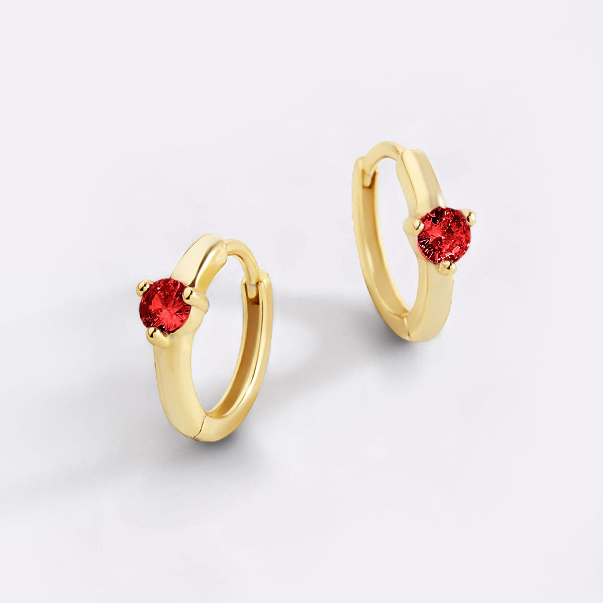 Solitaire Birthstone Huggie Hoop Earrings