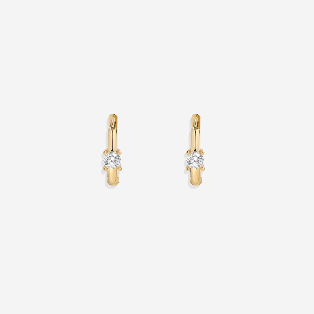 Dainty Single Stone Huggie Hoops