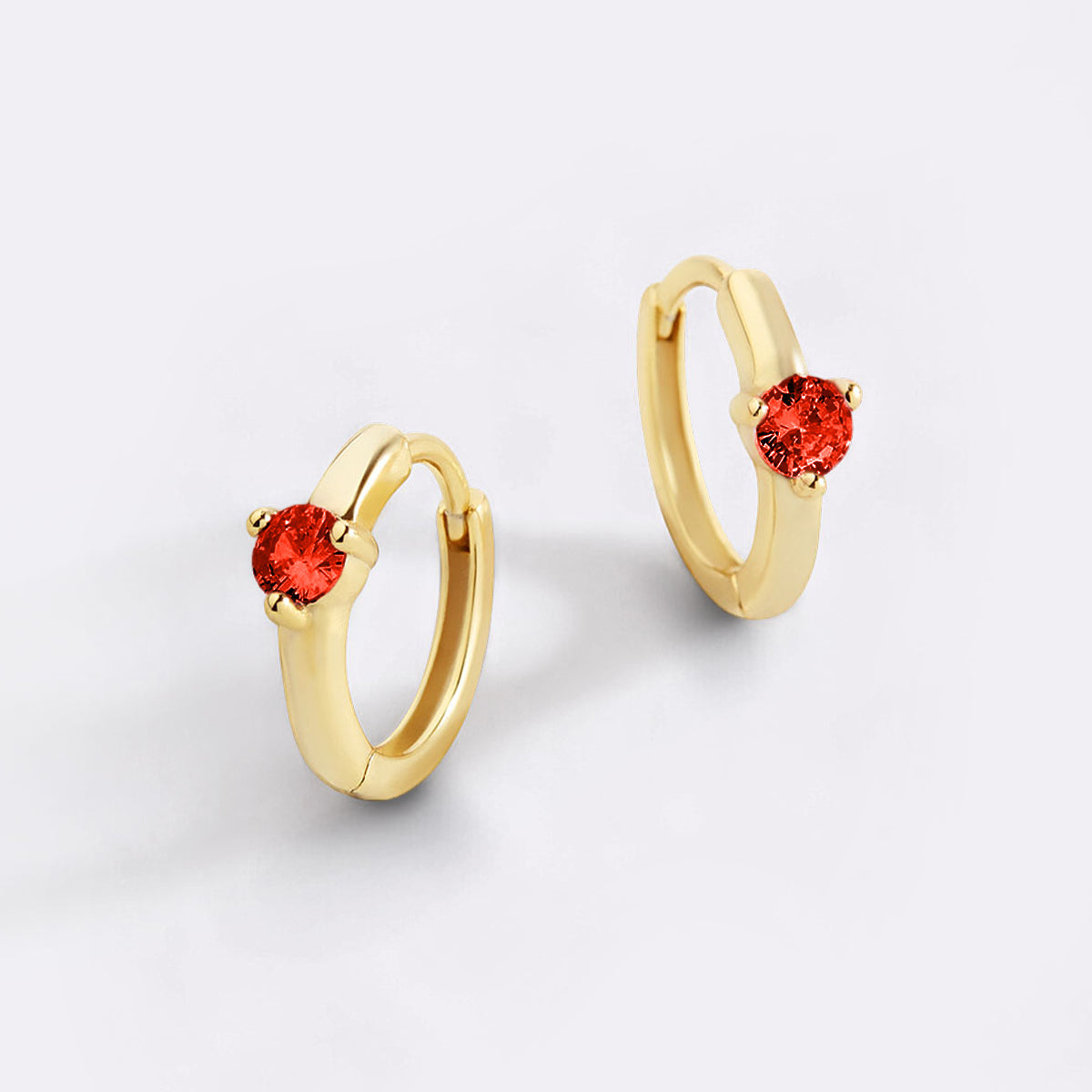 Solitaire Birthstone Huggie Hoop Earrings