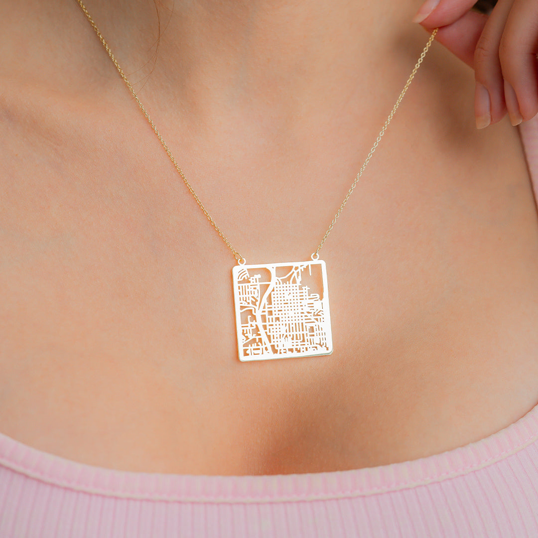 Custom Map Pendant Necklace