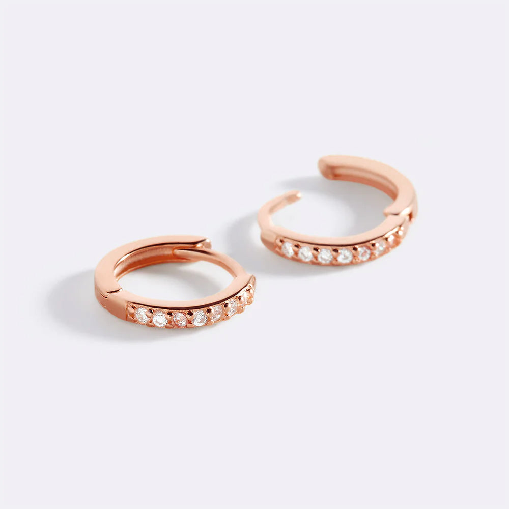 Pave Huggie Hoop Earrings