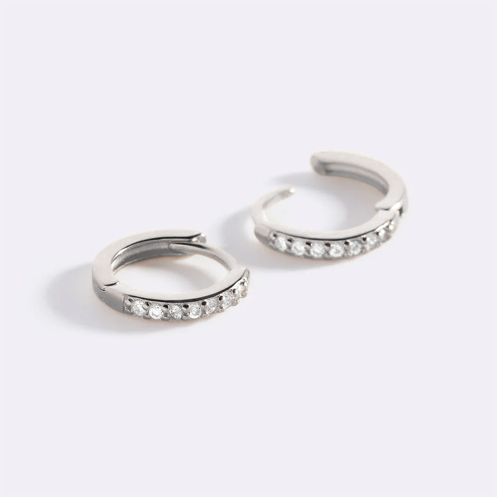 Pave Huggie Hoop Earrings