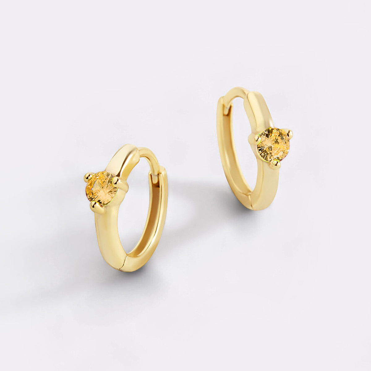 Solitaire Birthstone Huggie Hoop Earrings