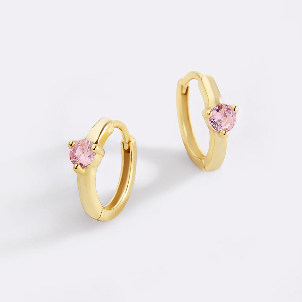 Solitaire Birthstone Huggie Hoop Earrings