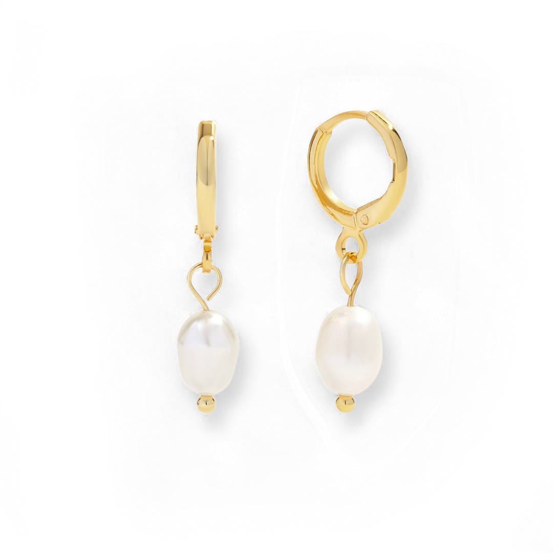Freshwater Pearl Drop Huggie Earrings