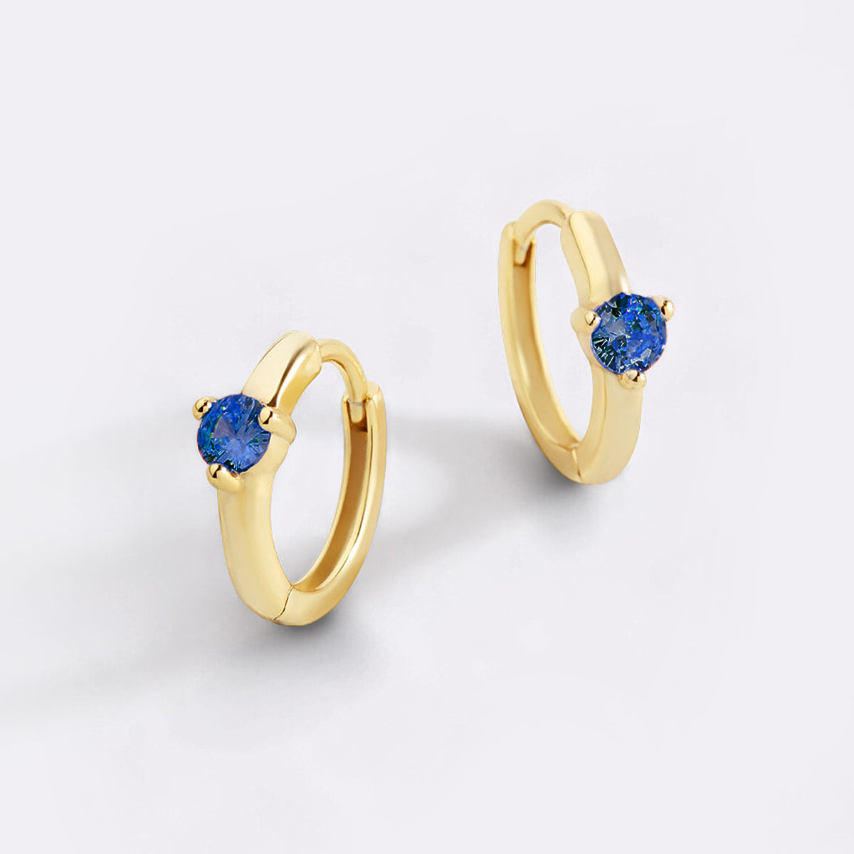 Solitaire Birthstone Huggie Hoop Earrings