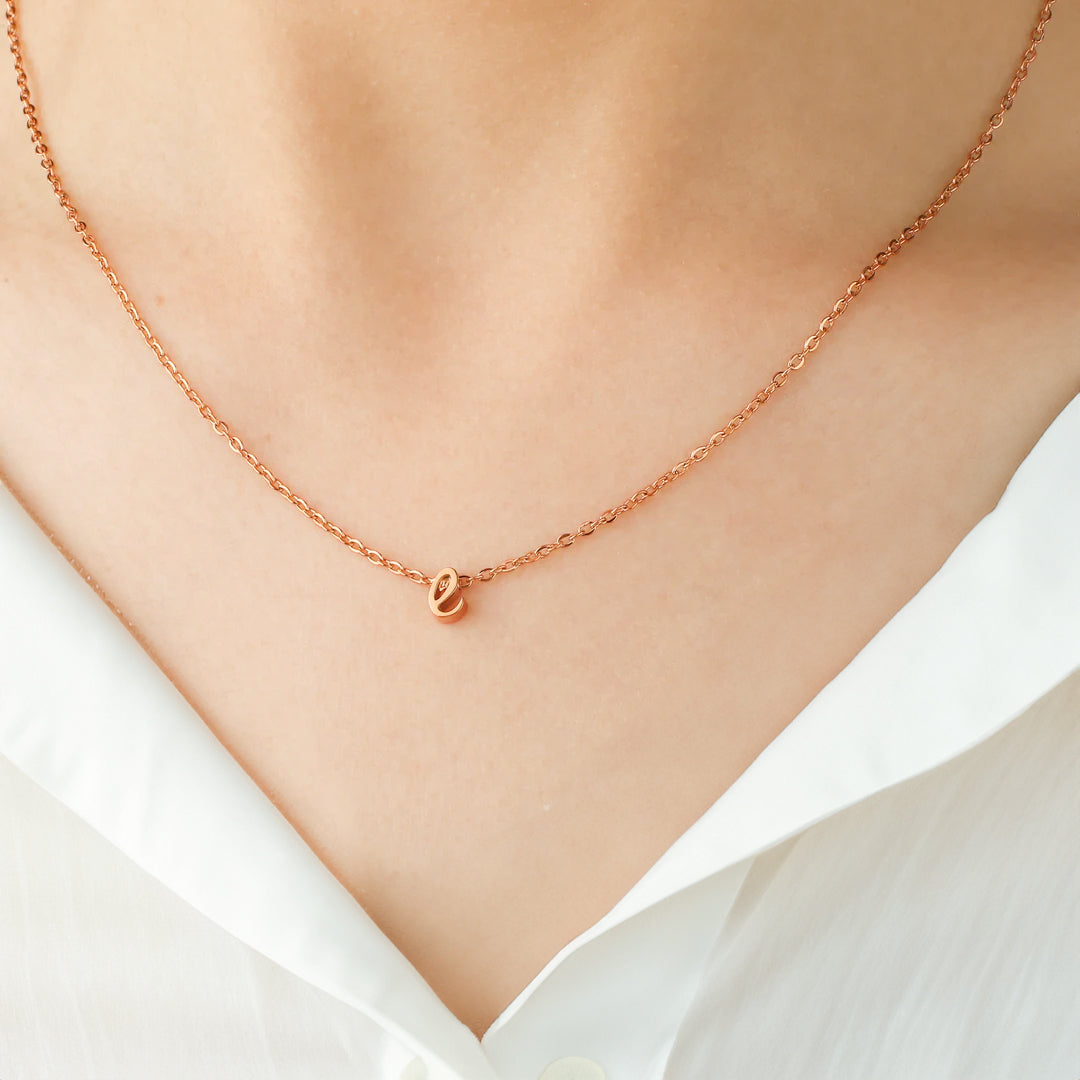 Tiny Script Initial Necklace