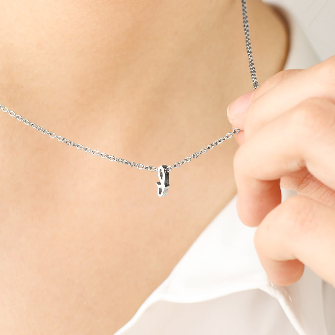 Tiny Script Initial Necklace