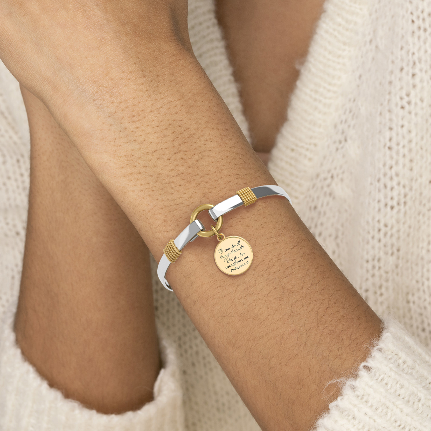 All Things Through Christ - Two-Tone Custom Charm Bracelet
