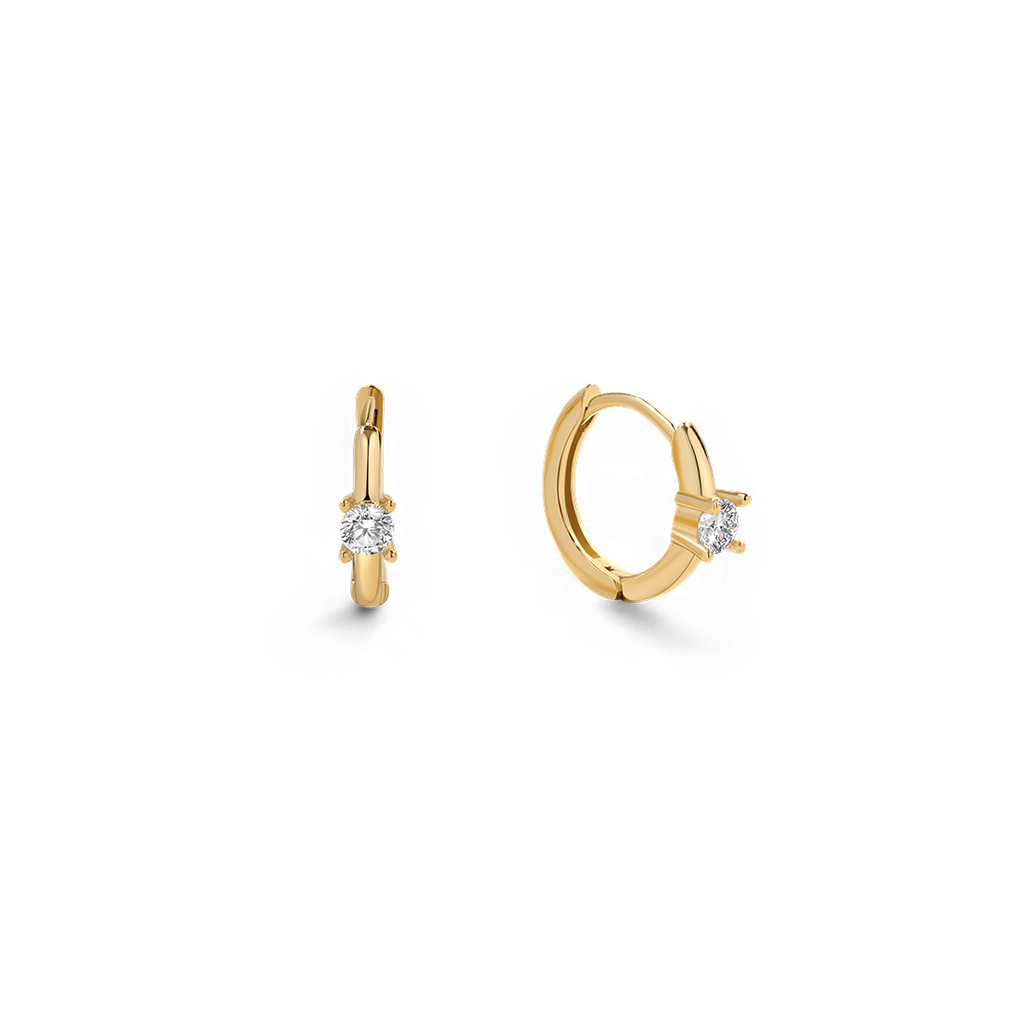 Dainty Single Stone Huggie Hoops