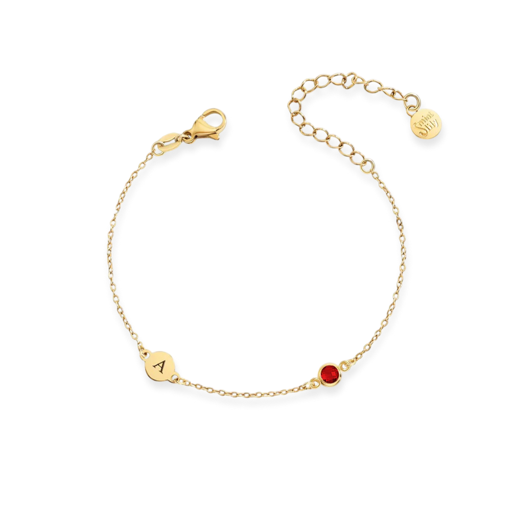 Dainty Initial and Birthstone Bracelet