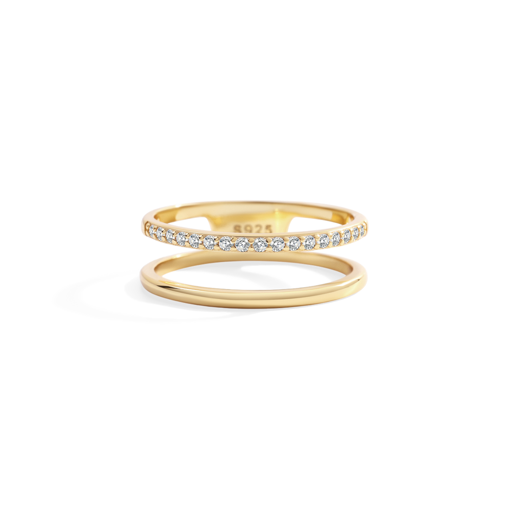 Double Band Pave Ring