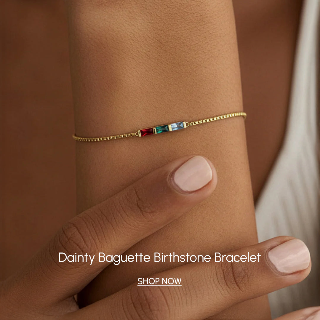 Dainty Baguette Birthstone Bracelet